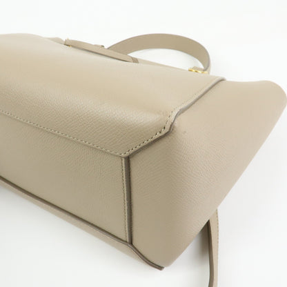 Celine Belt Textured Leather, Beige, Leather, Handbag