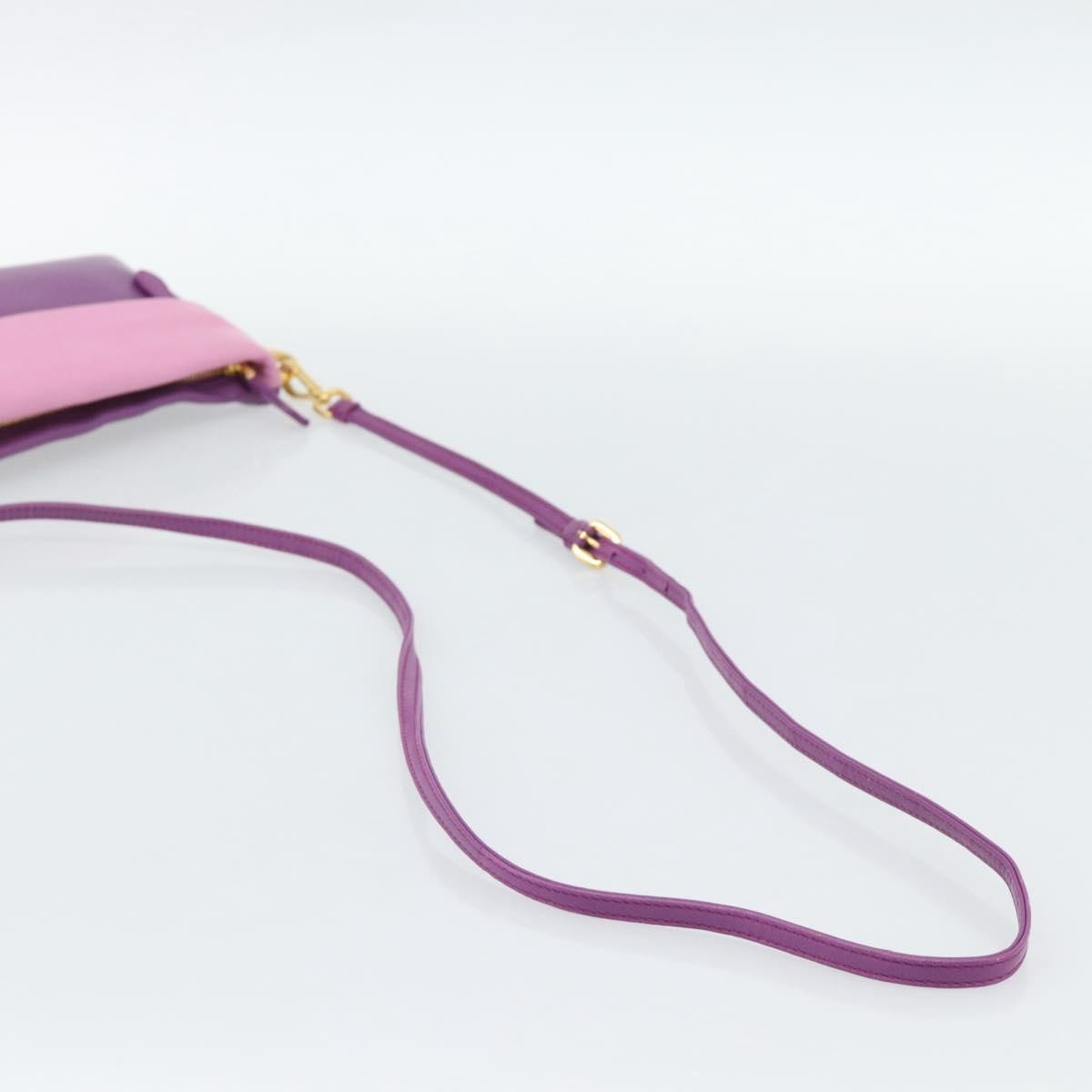 Prada Fold Over Chain Flap Soft Calf, Purple, Leather, Handbag