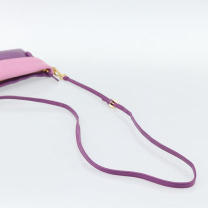 Prada Fold Over Chain Flap Soft Calf, Purple, Leather, Handbag
