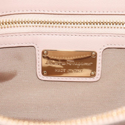 Salvatore Ferragamo Chain Gancini Jacquard with Studded Leather, Beige, Leather, Shoulder Bag