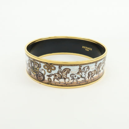 Hermes Caleche Bangle Enamel, Multicolour, Gold Plated, Bracelet