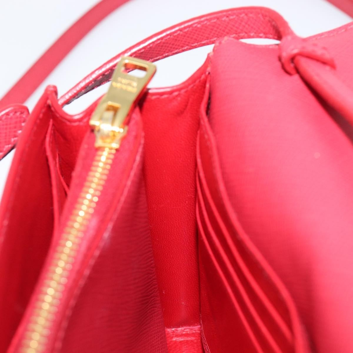 Prada Bow Wallet on Strap Saffiano Leather, Red, Leather, Crossbody Bag