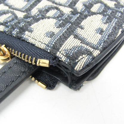 Christian Dior Vintage Saddle Zip Coin Purse Diorissimo Canvas, Navy, Canvas, Clutch