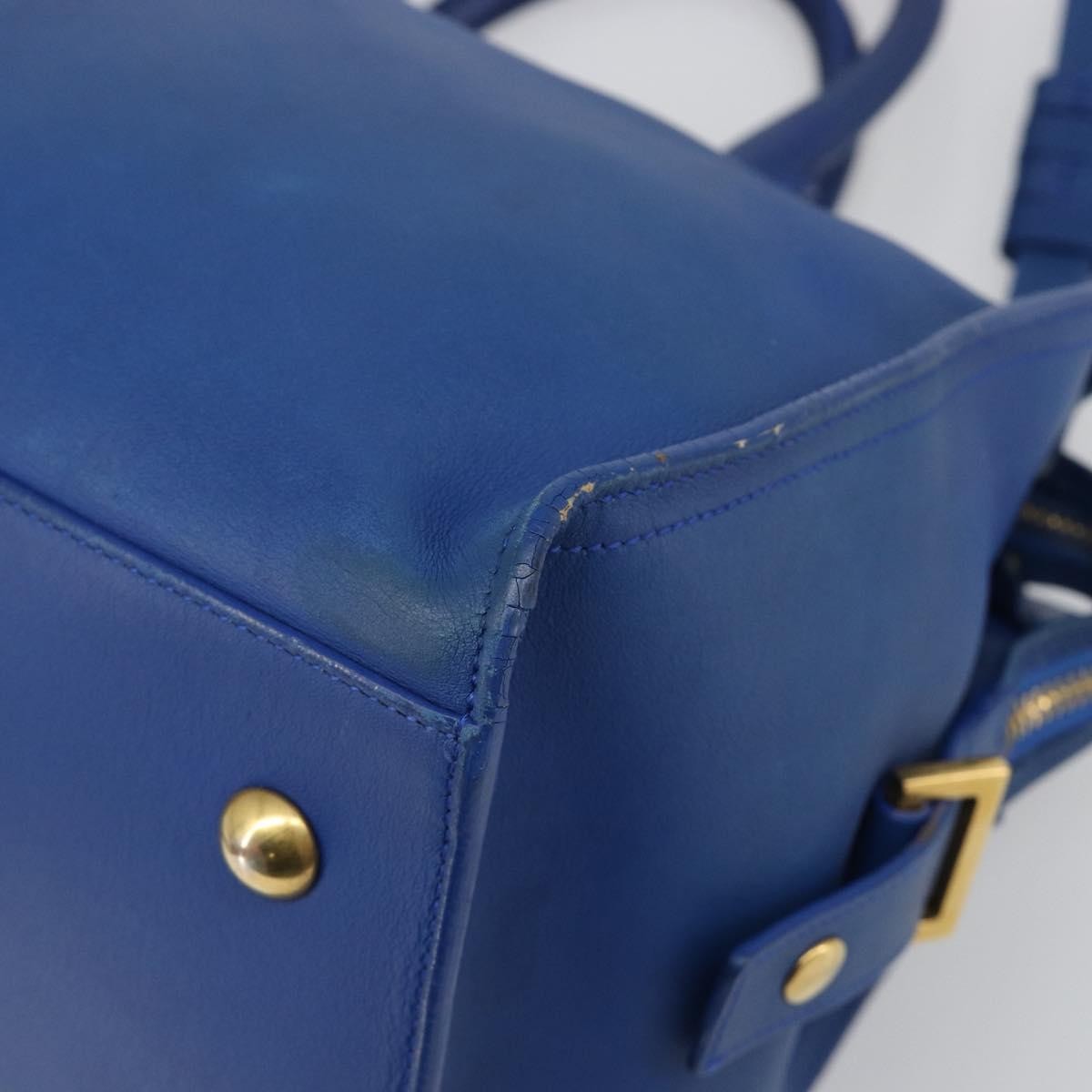 Saint Laurent Classic Y Cabas Leather, Blue, Leather, Tote Bag