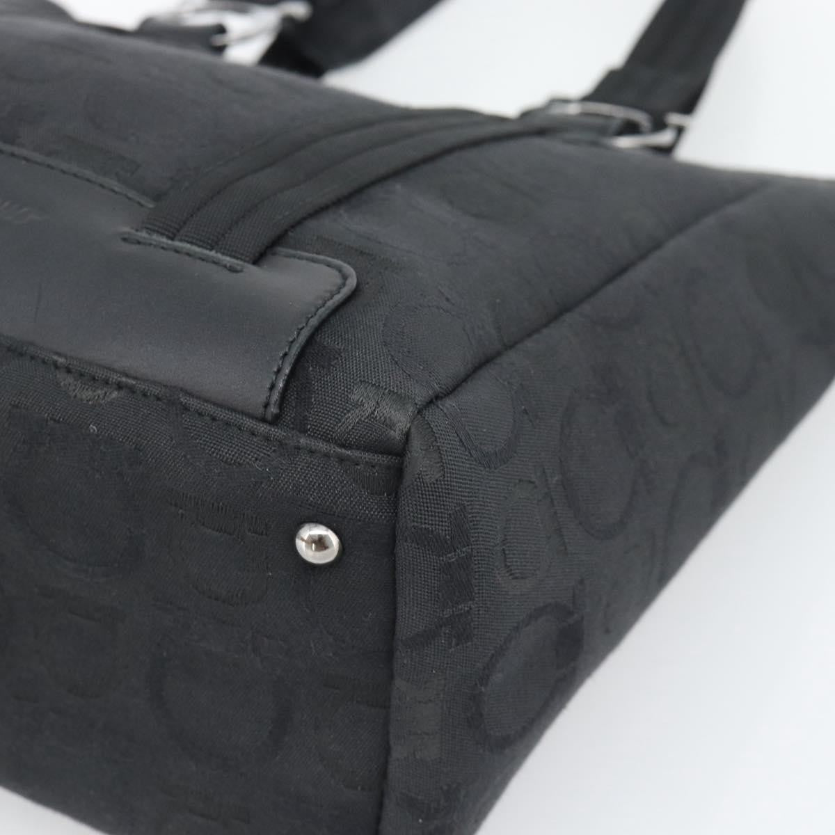 Salvatore Ferragamo Gancini Top Handle Canvas, Black, Canvas, Handbag