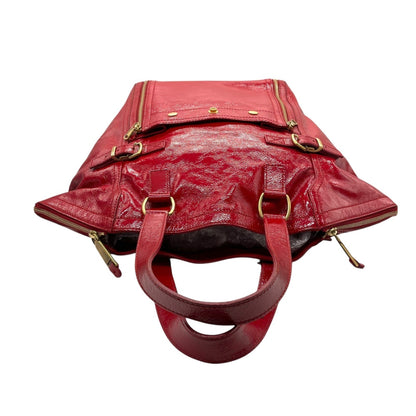 Saint Laurent Downtown Handbag Patent, RED, LEATHER, Handbag