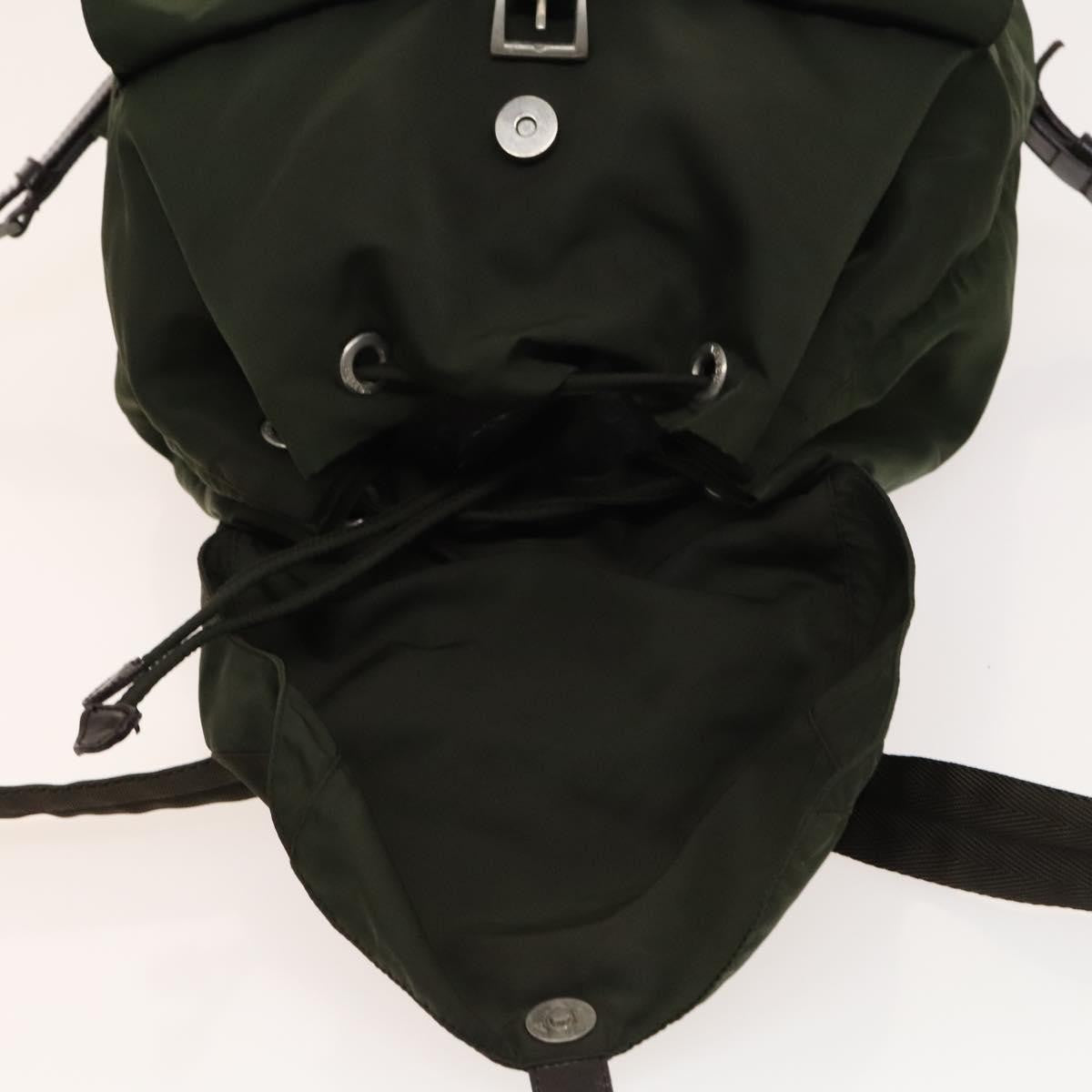 Prada Vela Double Front Pocket Tessuto with Saffiano Leather, Khaki, Nylon, Backpack