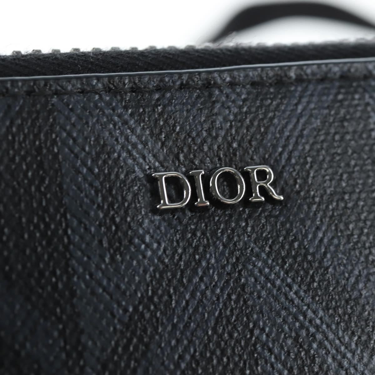 Christian Dior Double Zip CD Diamond Coated Canvas, Black, Canvas, Crossbody Bag
