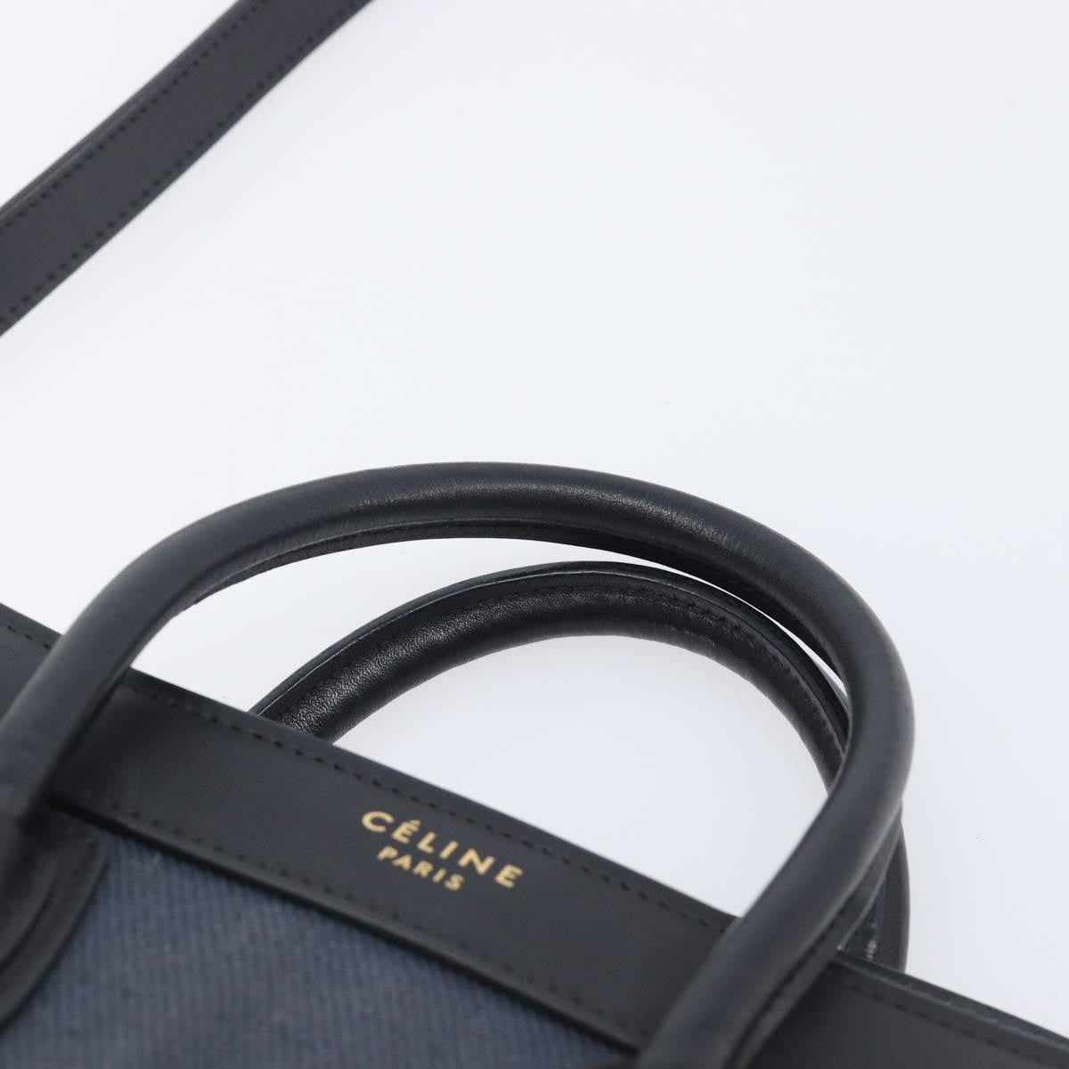 Celine Tricolor Luggage Canvas and Leather, Navy, Canvas, Handbag