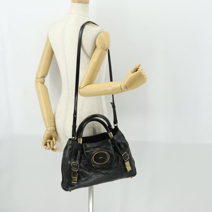Chloe Victoria Leather, Black, Leather, Handbag