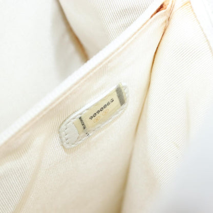 Chanel Vintage Wooden Quilted Caviar, White, Leather, Tote Bag