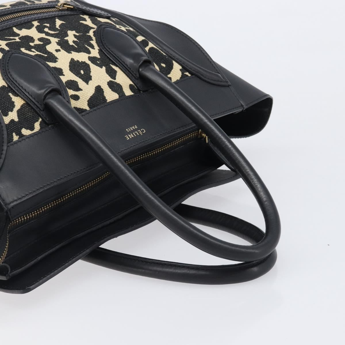 Celine Luggage Printed Canvas and Leather, Black, Leather, Handbag