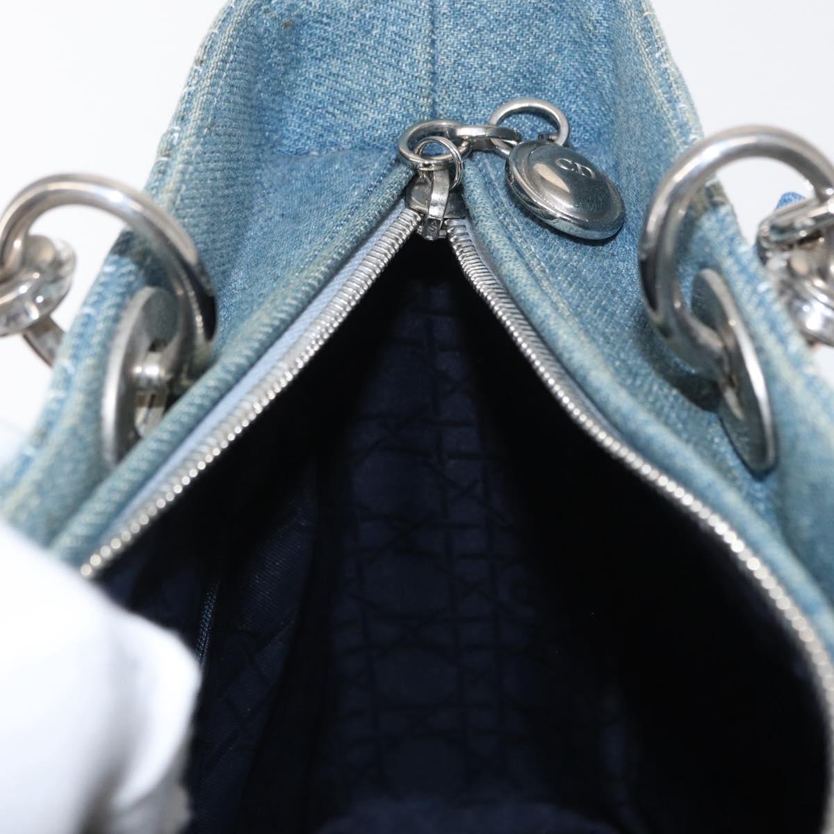 Christian Dior Vintage Lady Dior Bag Cannage Quilt Denim, BLUE, CANVAS, Tote bag