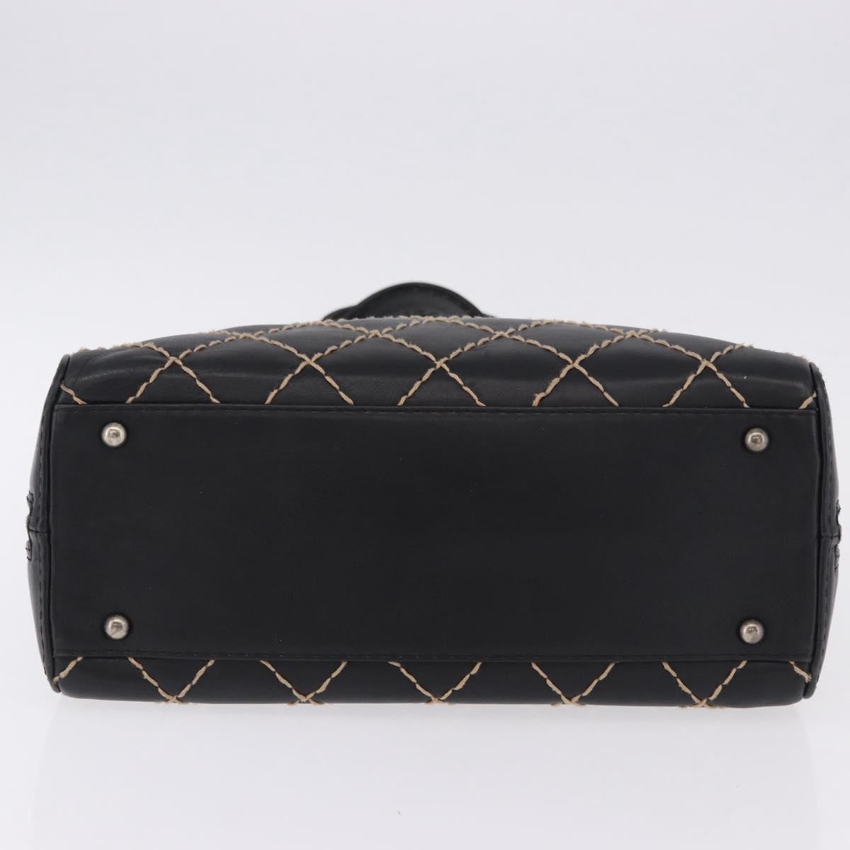 Chanel Surpique Zip Around Satchel Quilted Leather, Black, Leather, Handbag