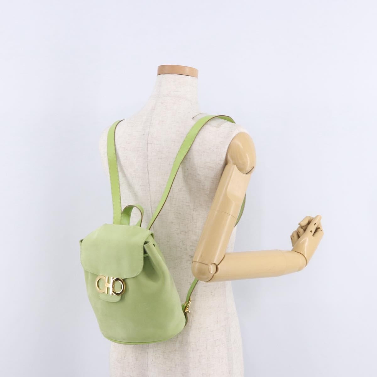 Salvatore Ferragamo Gancini Suede, Green, Suede, Backpack