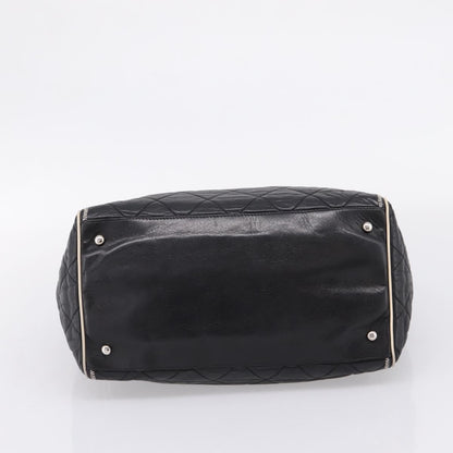 Chanel North South Mademoiselle Lock Quilted Leather, Black, Leather, Tote Bag