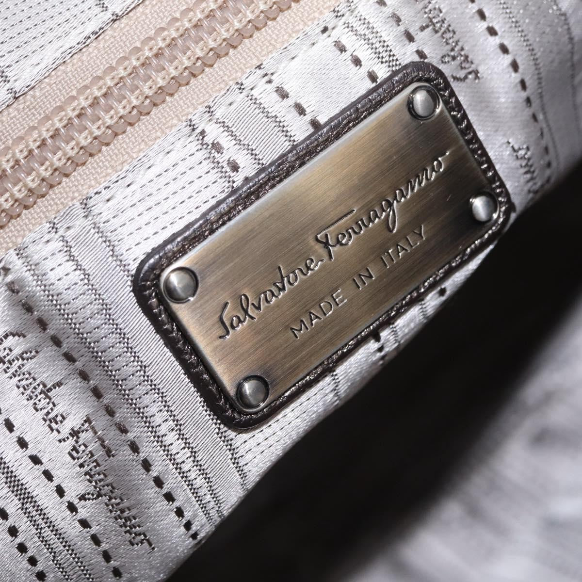Salvatore Ferragamo Gancini Top Handle Leather, Silver, Leather, Handbag