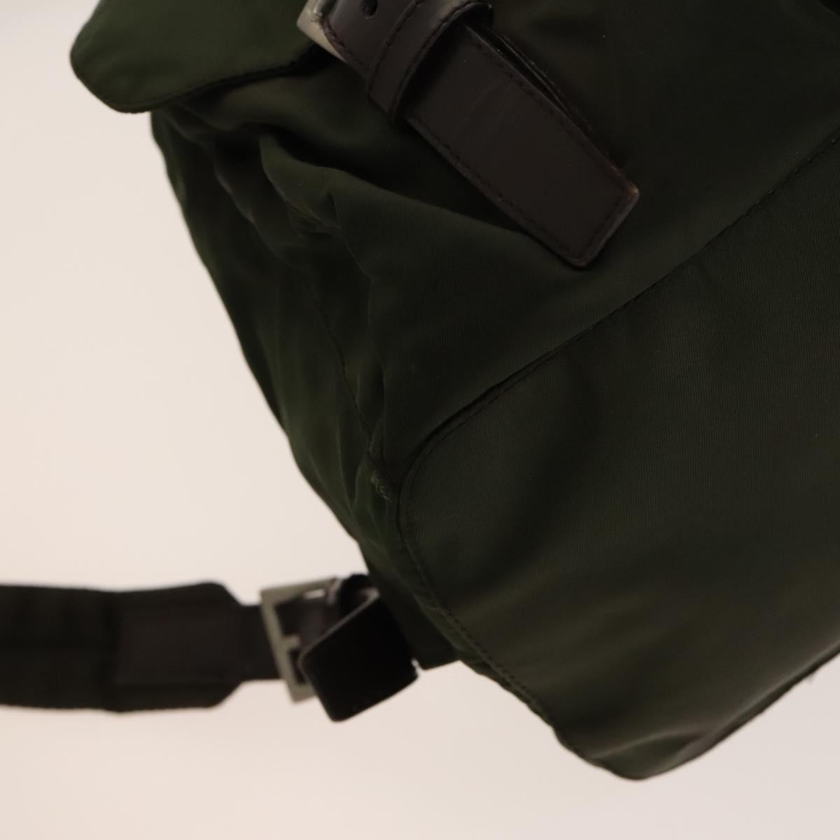 Prada Vela Double Front Pocket Tessuto with Saffiano Leather, Khaki, Nylon, Backpack