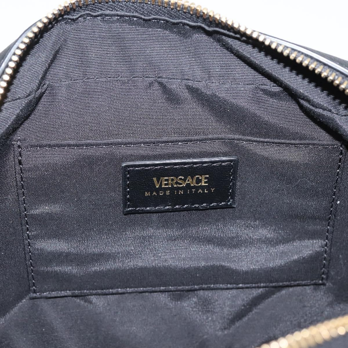 Versace Medusa Icon Front Slip Pocket Camera Quilted Leather, Black, Leather, Handbag