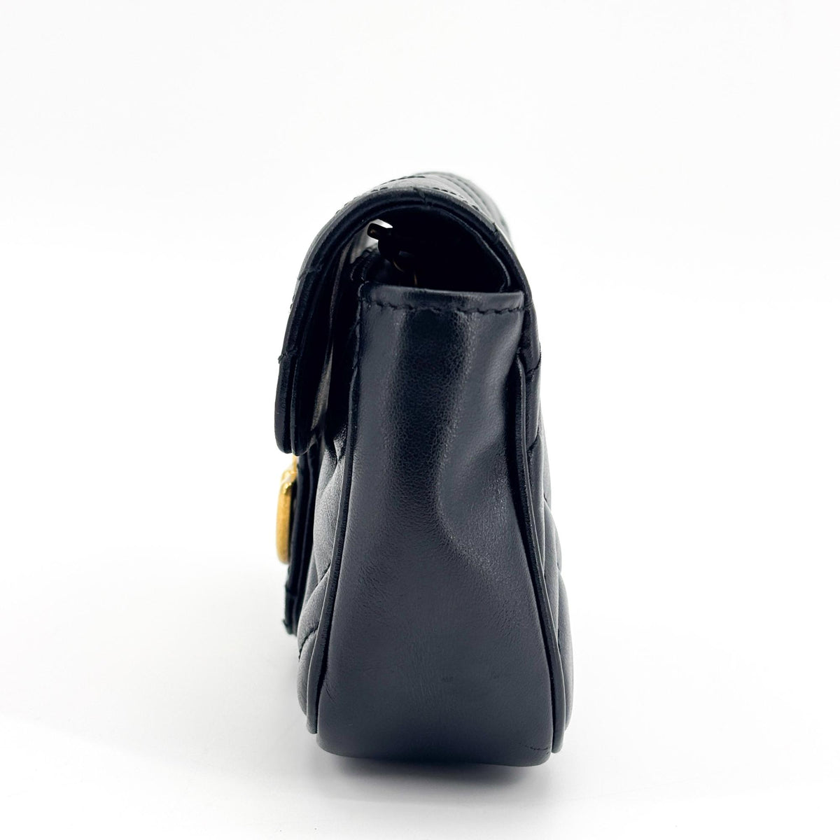 Gucci GG Marmont Flap Matelasse Leather, Black, Calfskin, Handbag