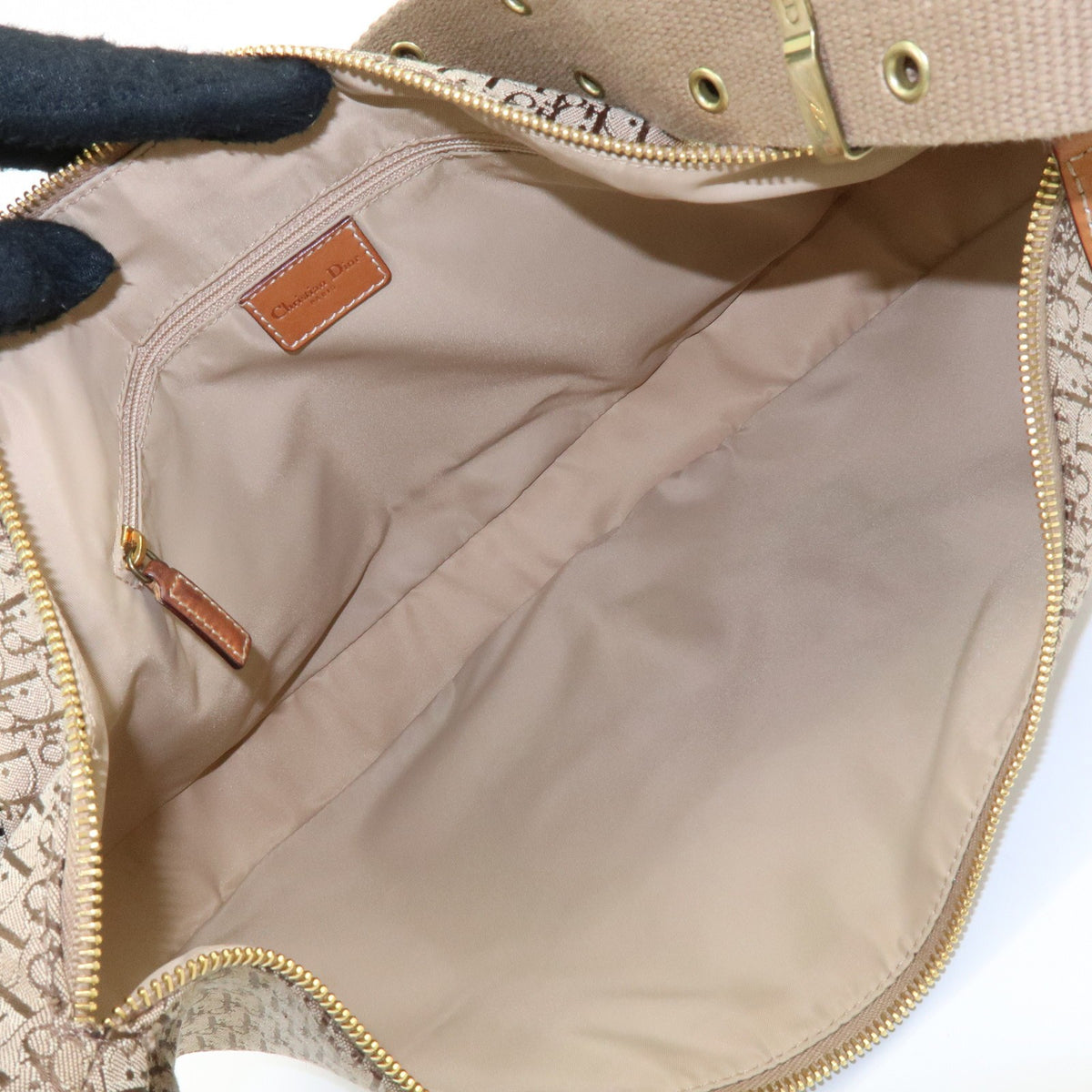 Christian Dior Street Chic Hobo Canvas, Beige, Canvas, Shoulder Bag