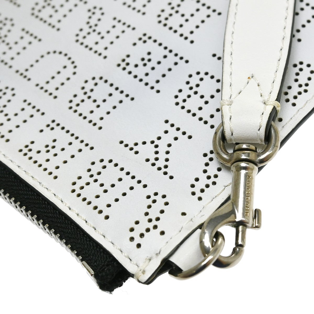 Burberry Zip Clutch Leather, White, Leather, Clutch