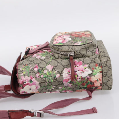 Gucci Buckle Blooms Print GG Coated Canvas, Beige, Canvas, Backpack