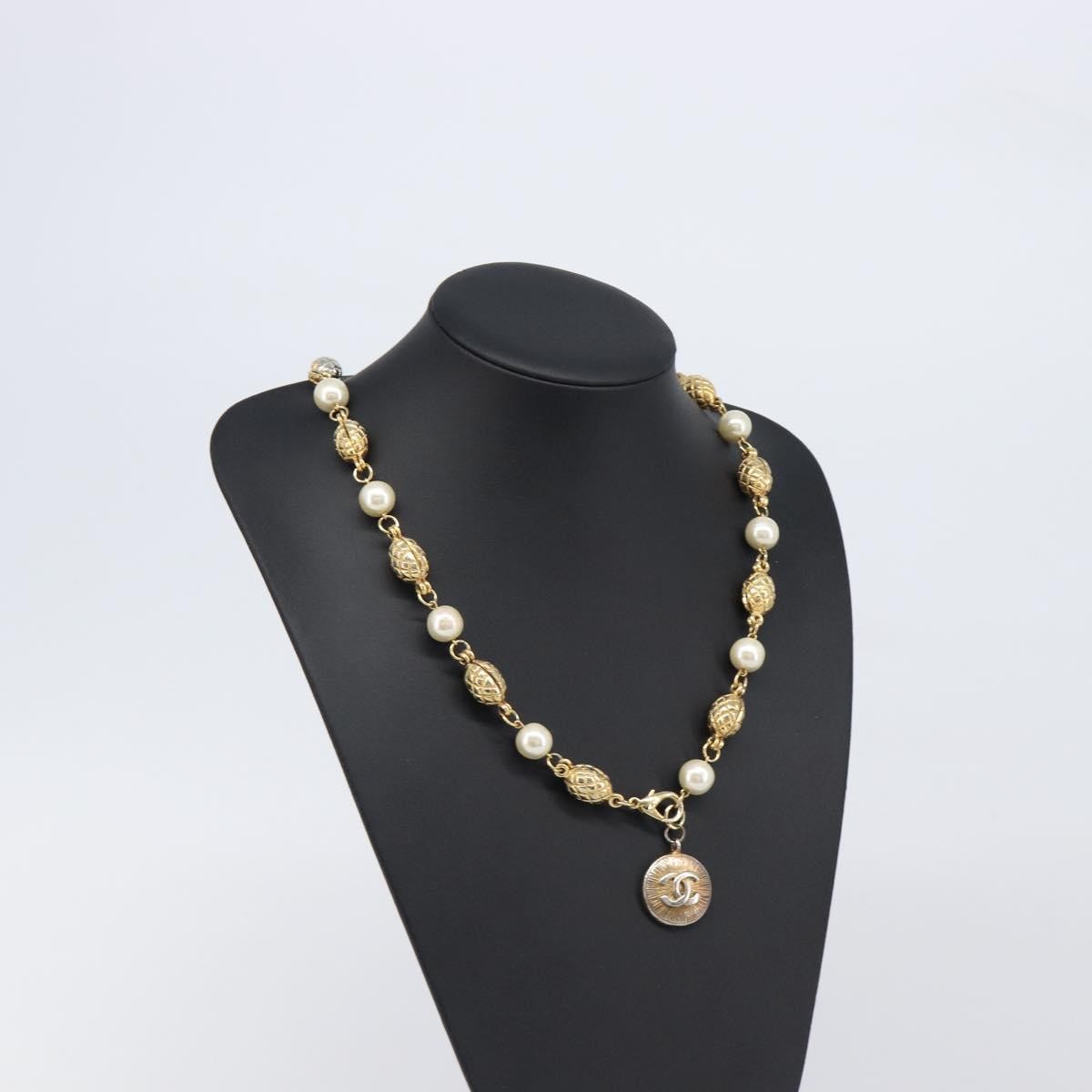 Chanel CC Necklace Faux Pearl and Metal, Gold, Metal, Necklace