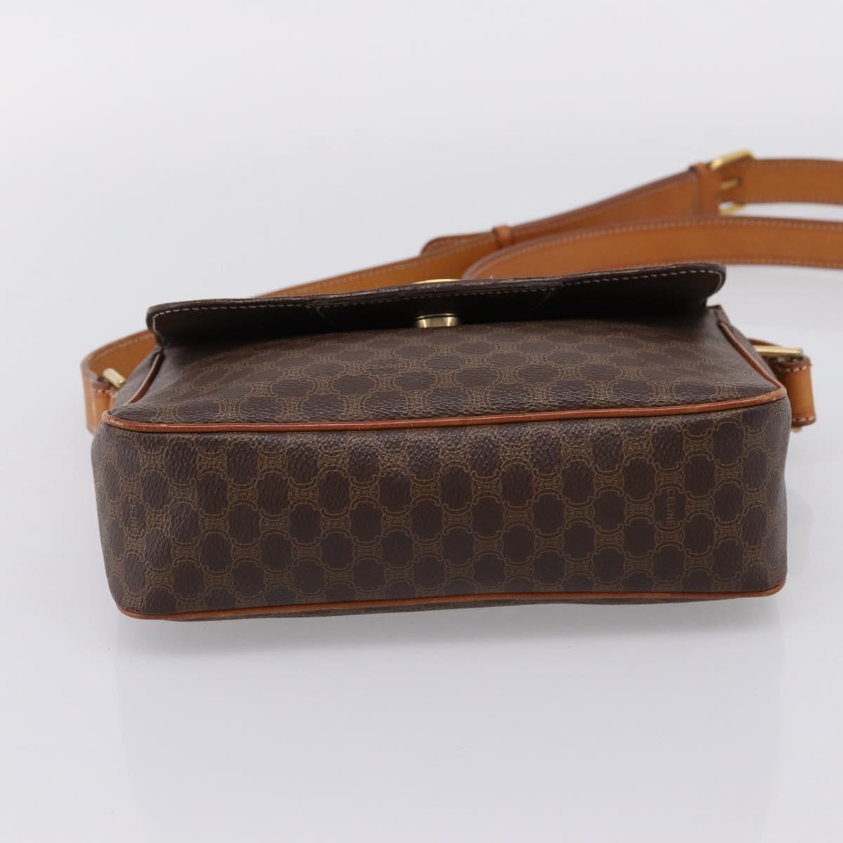 Celine Vintage Macadam Circle Logo Canvas and Leather, Brown, Canvas, Shoulder Bag
