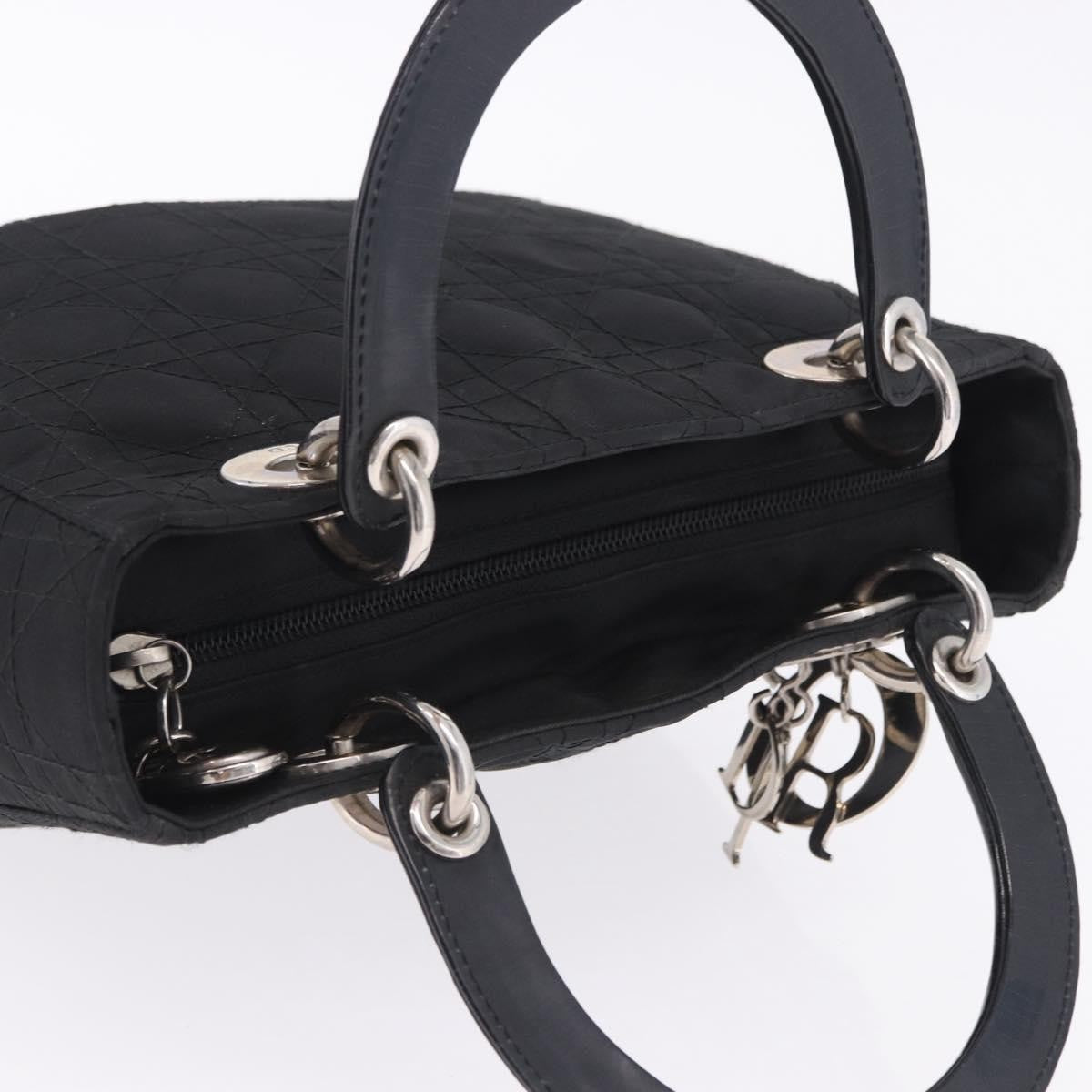 Christian Dior Vintage Lady Dior Cannage Quilt Nylon, Black, Nylon, Handbag