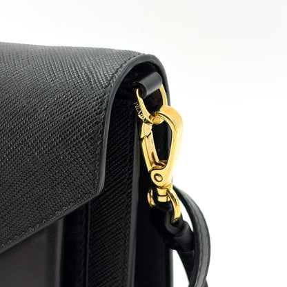 Prada Envelope Clutch Saffiano Leather, Black, Leather, Clutch