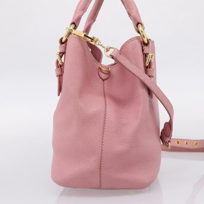 Miu Miu Madras Convertible Leather, Pink, Leather, Tote Bag