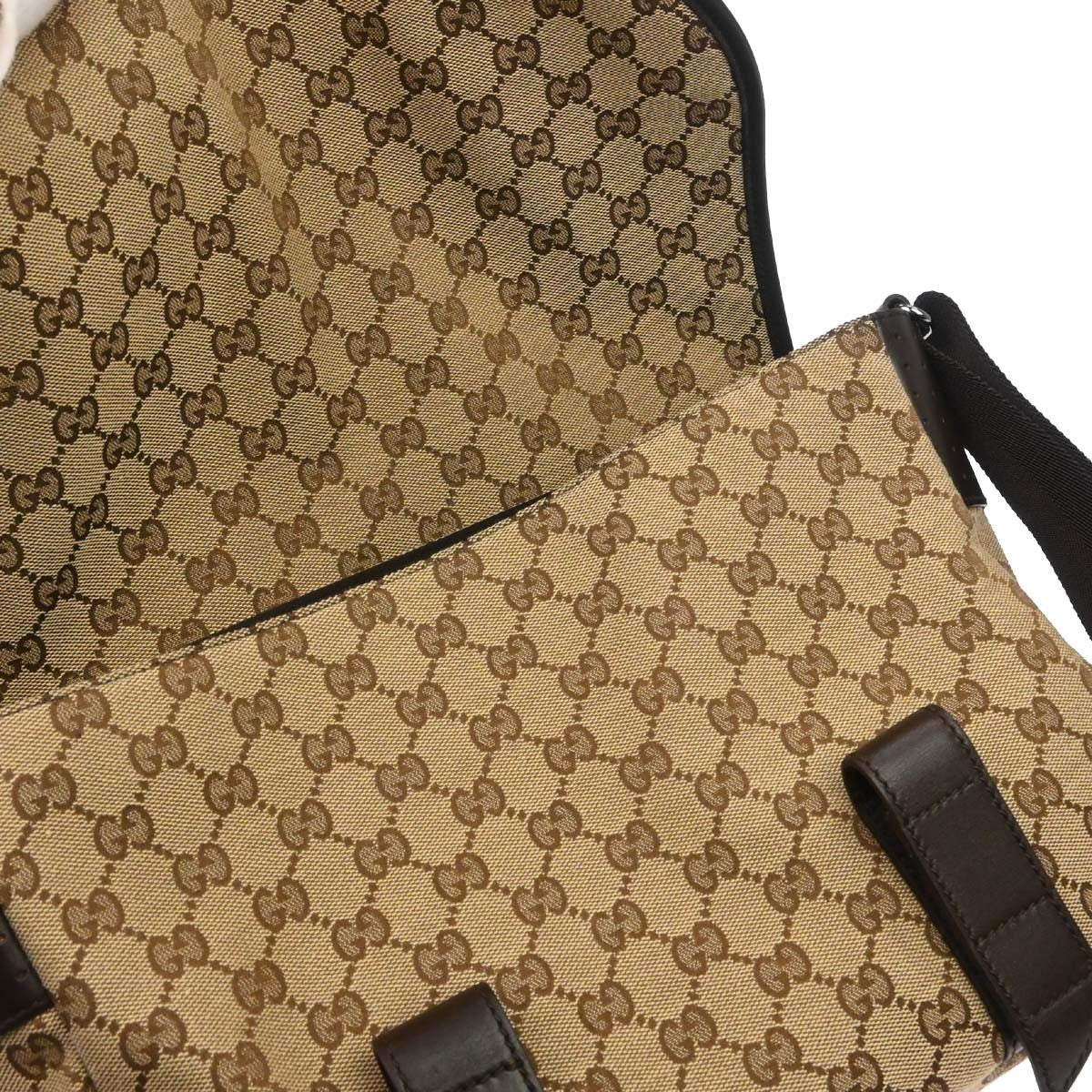 Gucci Buckle Messenger GG Canvas, Beige, Canvas, Handbag