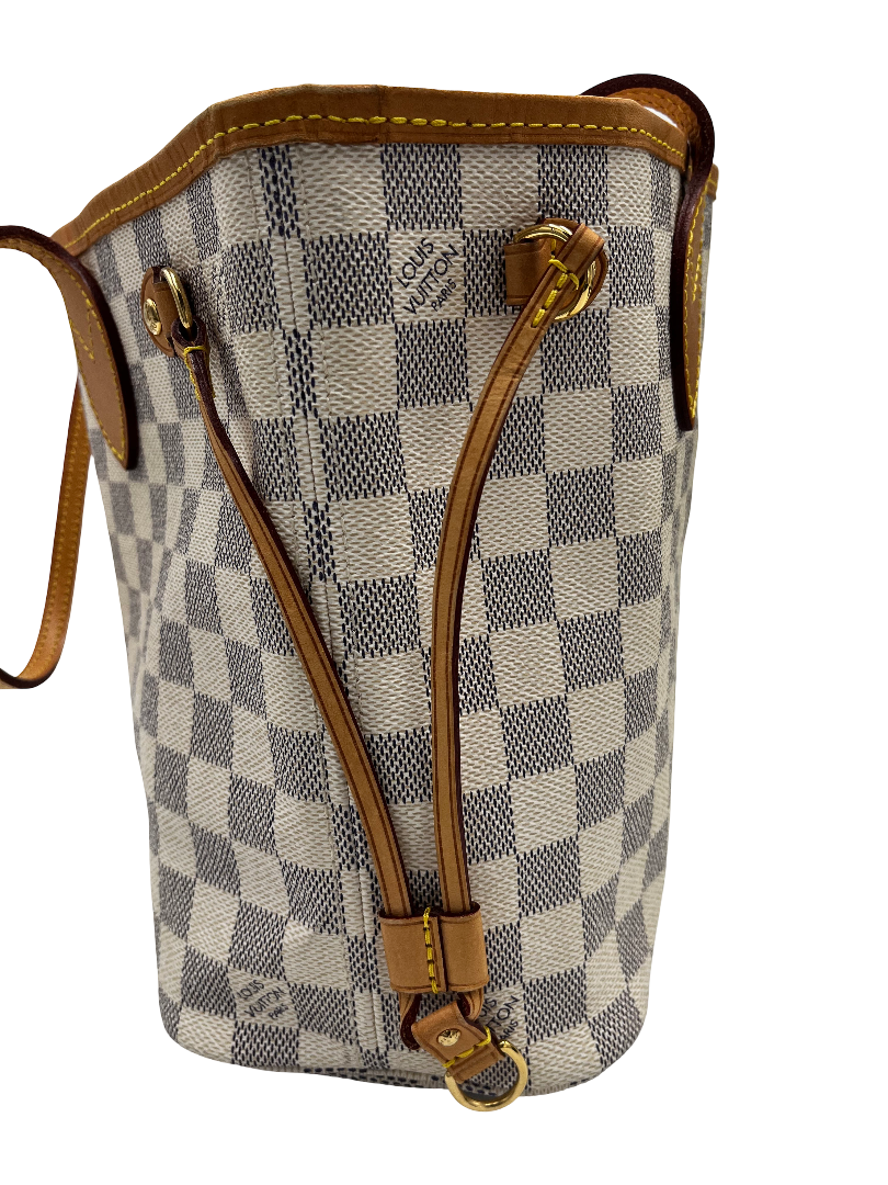 Louis Vuitton Neverfull Tote Damier, White, Canvas, Handbag