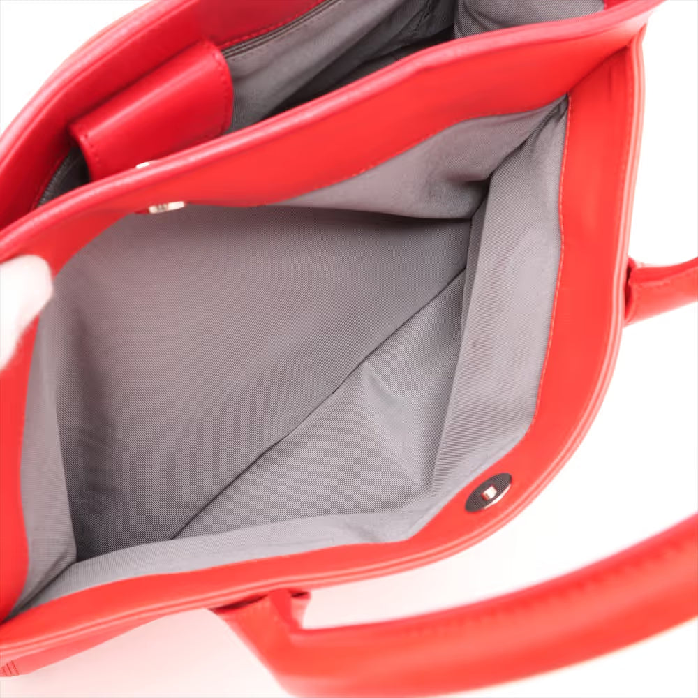 Chanel Cerf Executive Tote Leather, RED, LEATHER, Handbag
