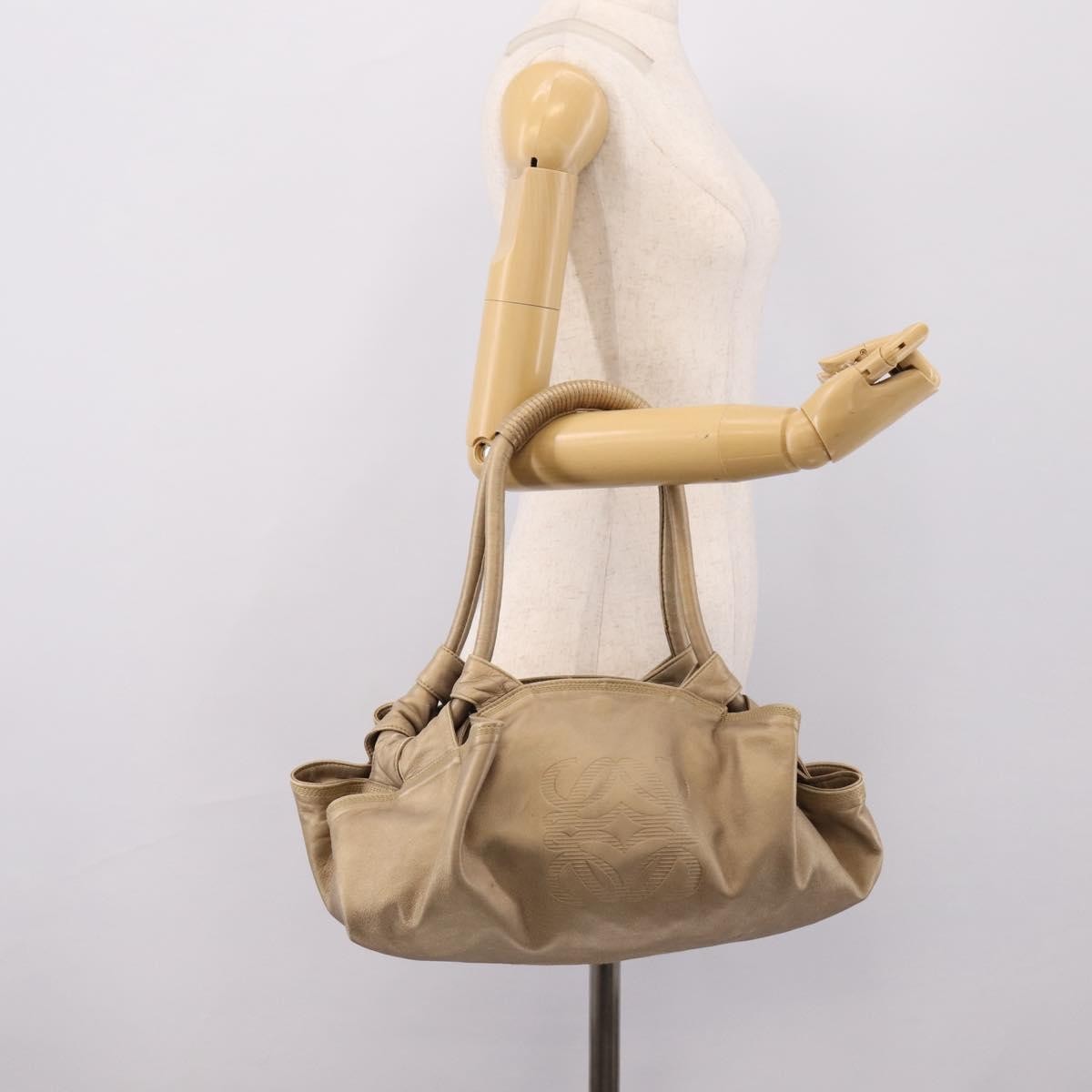 Loewe Aire Leather, Gold, Leather, Shoulder Bag