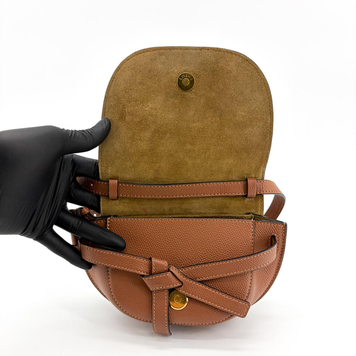 Loewe Gate Leather, Brown, Leather, Shoulder Bag