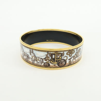 Hermes Caleche Bangle Enamel, Multicolour, Gold Plated, Bracelet