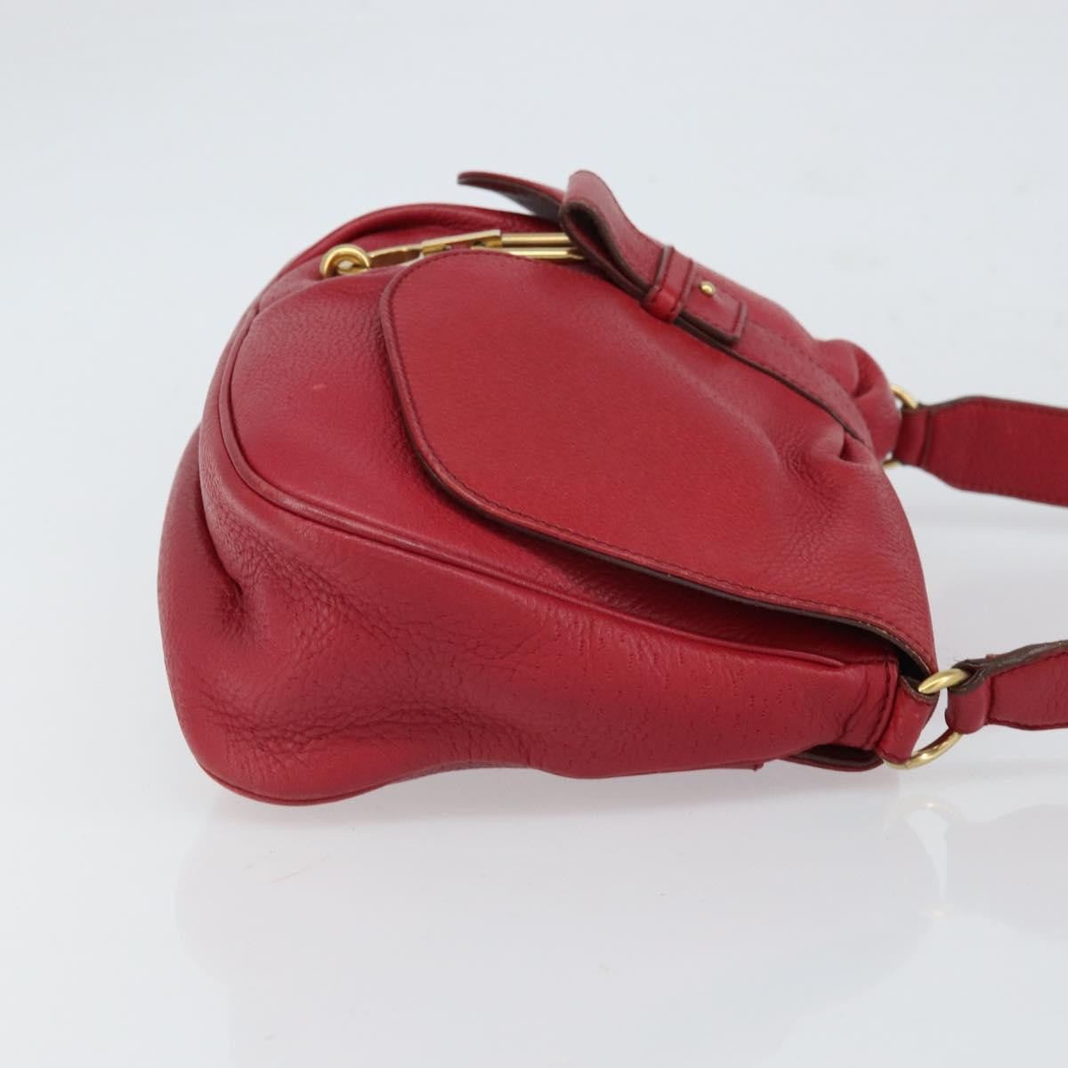 Salvatore Ferragamo Gancini Leather, Red, Leather, Shoulder Bag