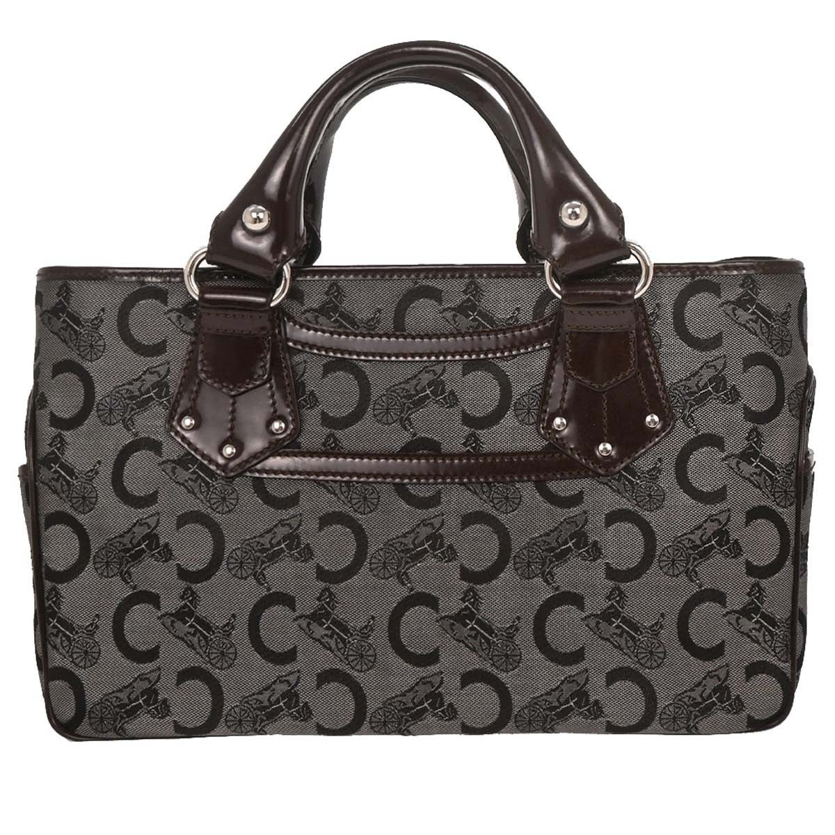 Celine Boogie Satchel Macadam, Brown, Canvas, Handbag