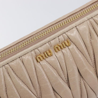Miu Miu Zip Wristlet Matelasse Leather, Beige, Leather, Clutch