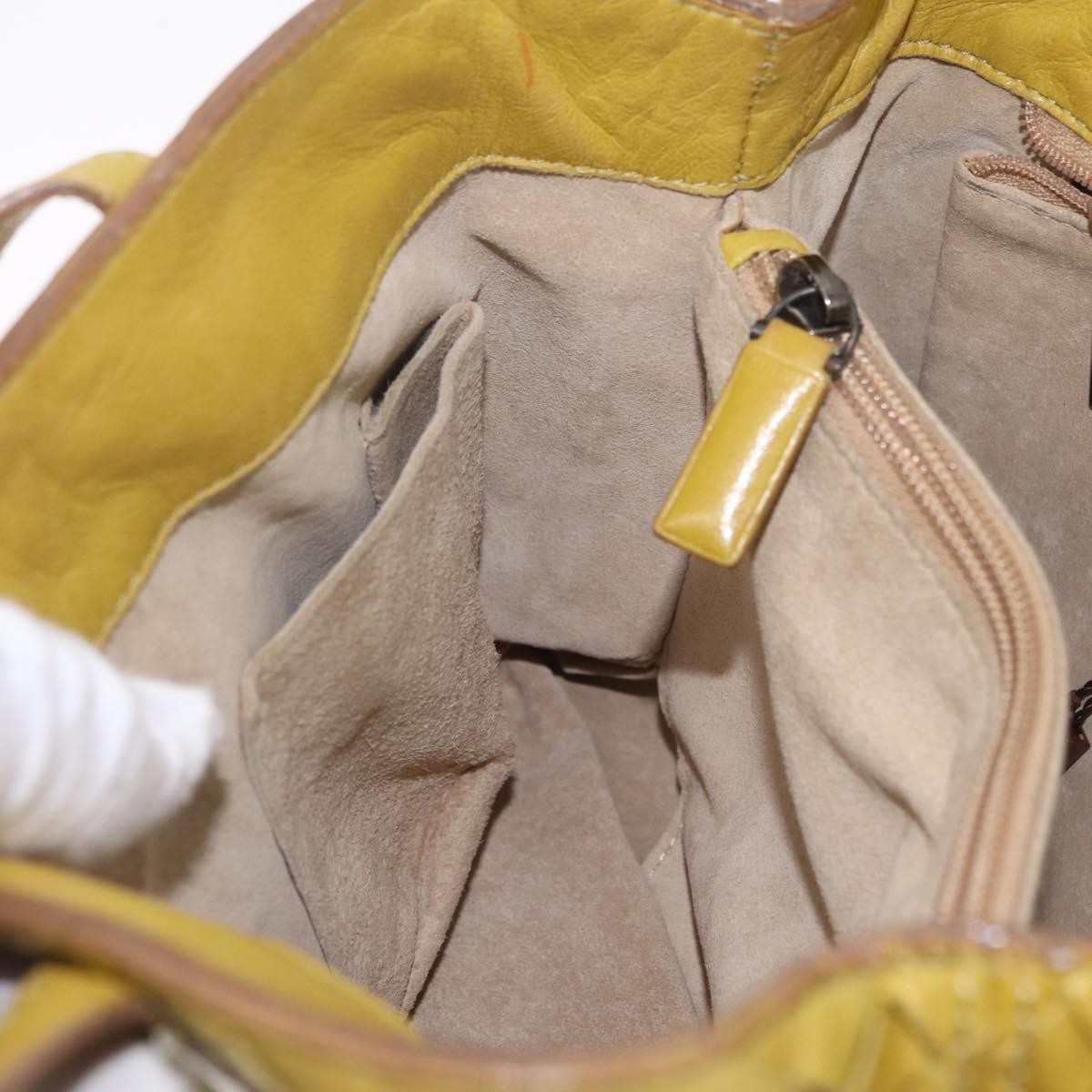 Bottega Veneta Belted Intrecciato Nappa, Yellow, Leather, Tote Bag