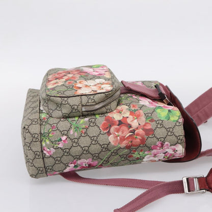 Gucci Buckle Blooms Print GG Coated Canvas, Beige, Canvas, Backpack