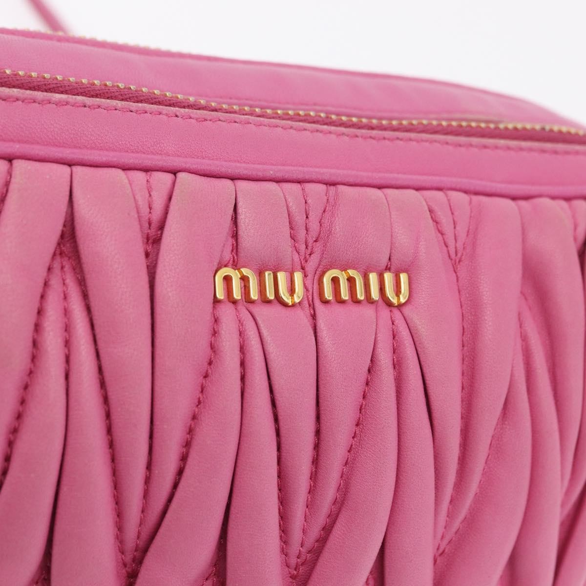 Miu Miu Tech Matelasse Leather, Pink, Leather, Crossbody Bag
