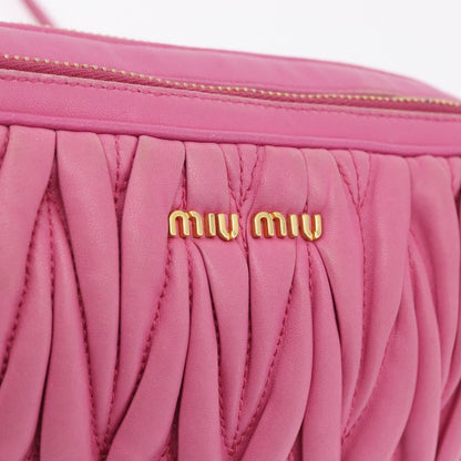 Miu Miu Tech Matelasse Leather, Pink, Leather, Crossbody Bag