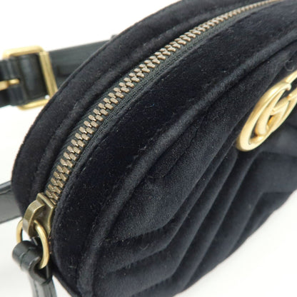 Gucci GG Marmont Belt Embellished Matelasse Velvet, Black, Velvet, Handbag