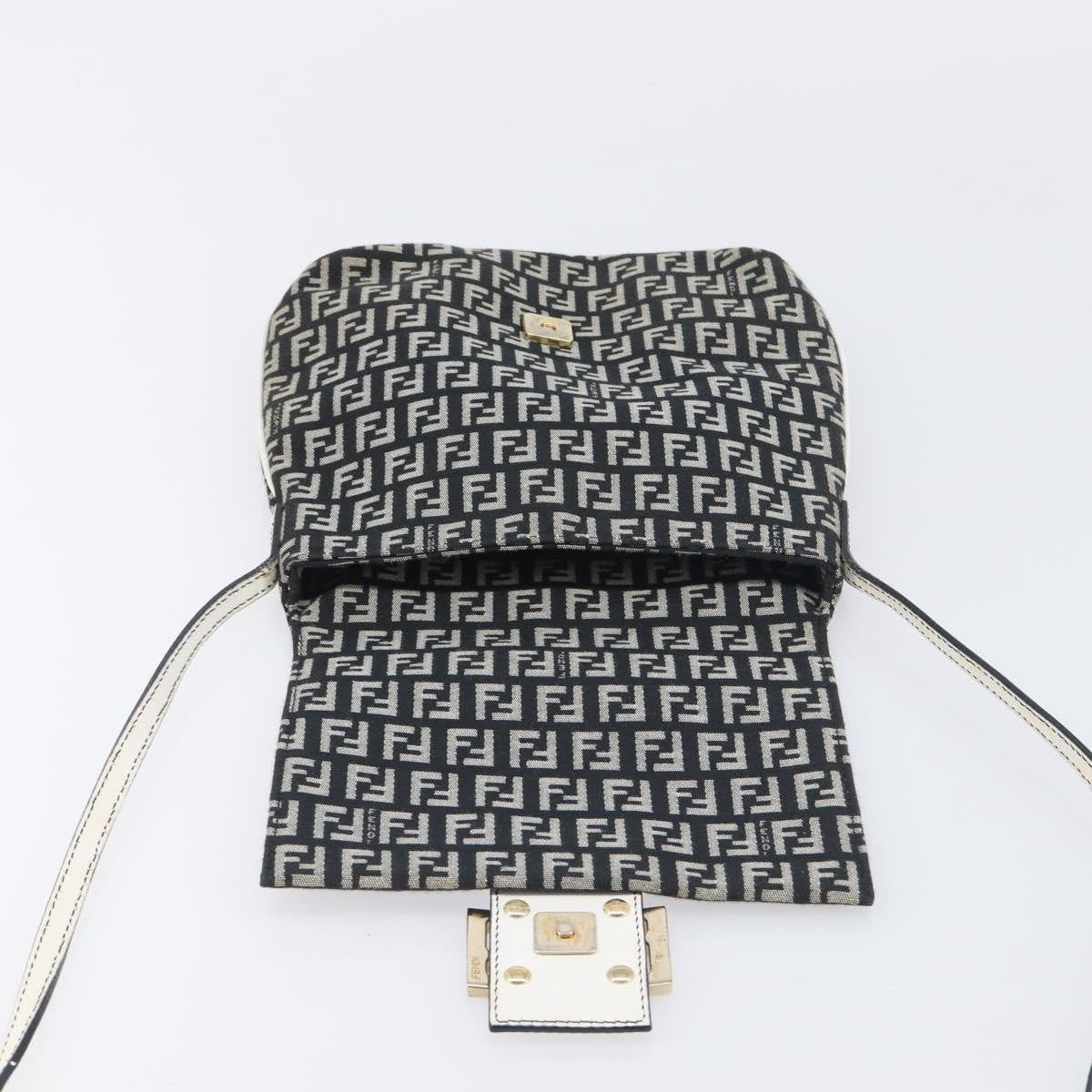 Fendi Vintage Flap Zucchino Canvas, Black, Canvas, Crossbody Bag