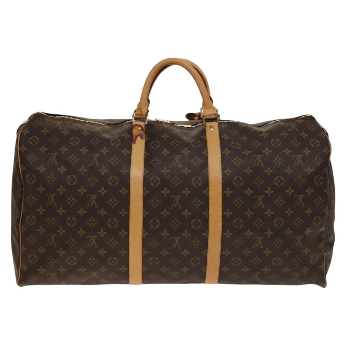 Louis Vuitton Keepall Bag Monogram Canvas, BROWN, CANVAS, Travel bag