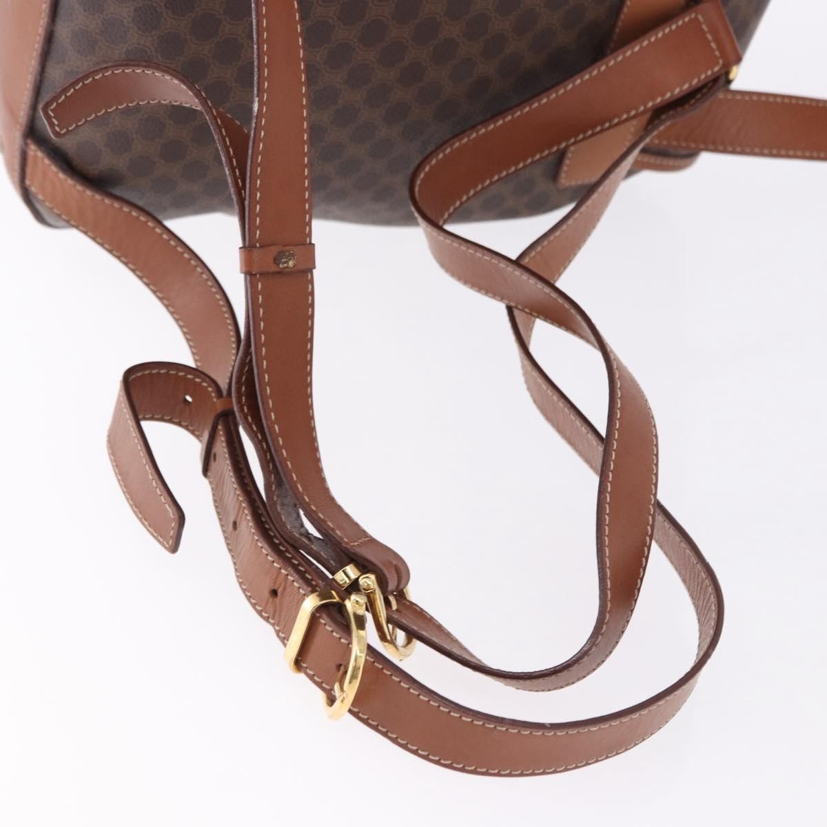 Celine Vintage Macadam Canvas, Brown, Canvas, Backpack