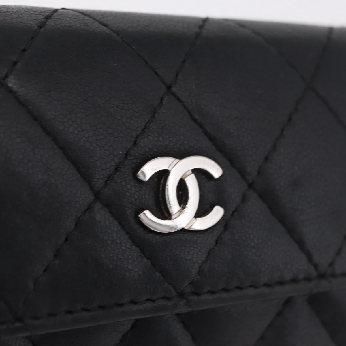 Chanel CC Flap Card Case Quilted Lambskin, Black, Leather, Card Holder